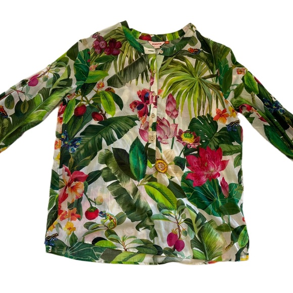 Persifor tropical flora gauze tunic - Picture 2 of 9